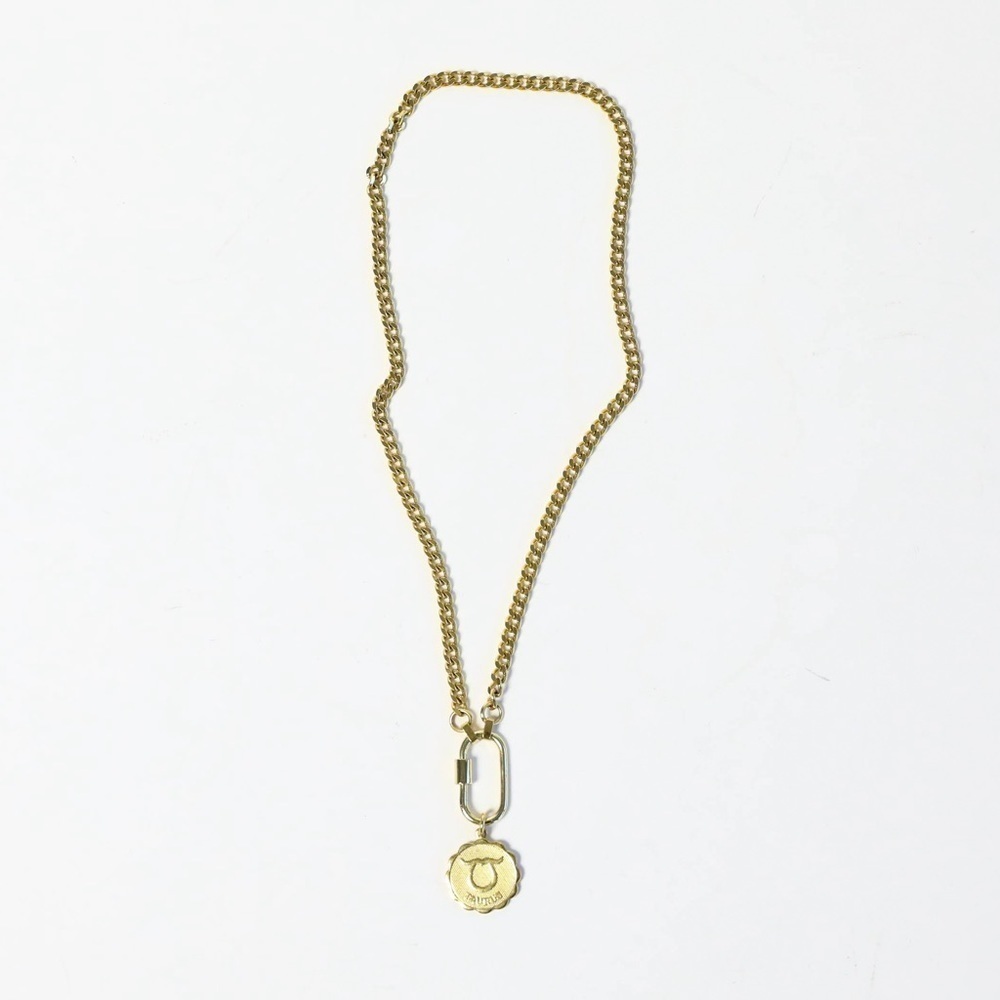 Taurus gold toned necklace long astrology sign bull chain pendant constellation